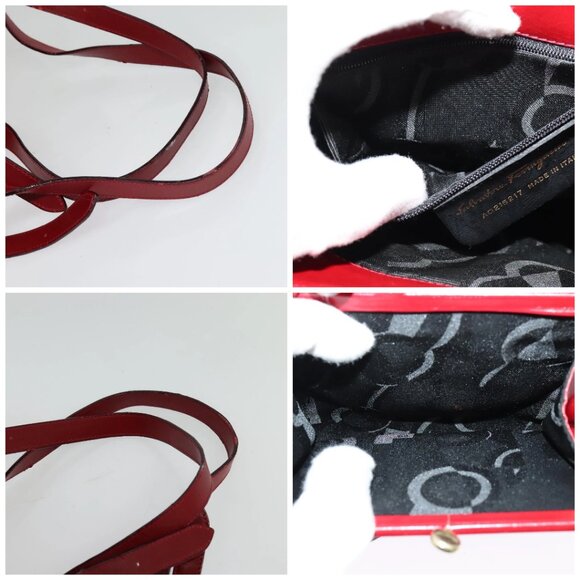 Salvatore Ferragamo Vala Backpack Leather Red Gold Auth 138862 - Picture 14 of 14